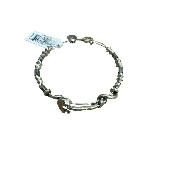 Alex and Ani Anchors Away Expandable Bangle Bracelet Silver Nautical Beaded New - Picture 4 of 6